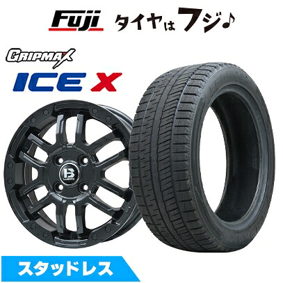 【新品国産車用5穴114.3】 スタッドレスタイヤ ホイール4本セット 215/60R16 グリップマックス アイスX BSW ブラックサイドウォール(限定) ビッグウエイ B-LUGNAS FRD(マットブラック) 6.5J 16インチ(送料無料)