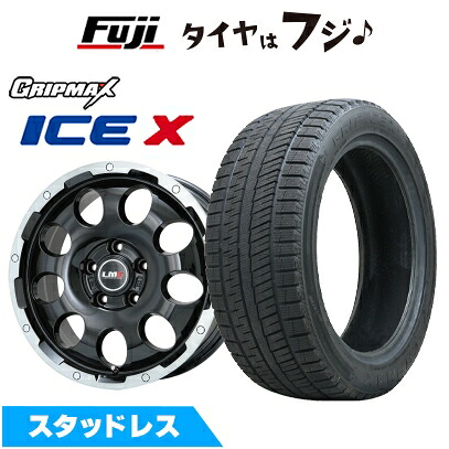【新品】ヤリスクロス等 スタッドレスタイヤ ホイール4本セット 215/50R18 グリップマックス アイスX BSW ブラックサイドウォール(限定) レアマイスター LMG CS-9 ブラック/ブラッククリアリム 7.5J 18インチ(送料無料)