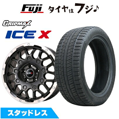 【新品】ヤリスクロス等 スタッドレスタイヤ ホイール4本セット 215/50R18 グリップマックス アイスX BSW ブラックサイドウォール(限定) レアマイスター LMG MS-9W ブラック/ブラッククリアリム 7.5J 18インチ(送料無料)