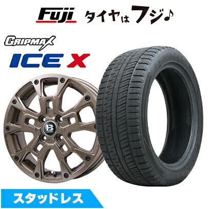 【新品 軽自動車】N-BOX タント スペーシア スタッドレスタイヤ ホイール4本セット 165/55R15 グリップマックス アイスX BSW ブラックサイドウォール(限定) ビッグウエイ B-LUGNAS BRD(マットブロンズ) 4.5J 15インチ(送料無料)|フジコーポレーション