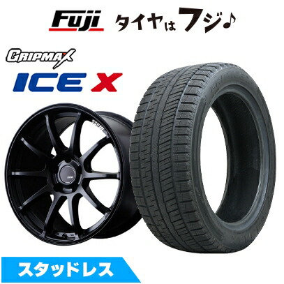【新品国産車用5穴100】 スタッドレスタイヤ ホイール4本セット 225/45R18 グリップマックス アイスX BSW ブラックサイドウォール(限定) SSR GT GTV02 フラットブラック【限定】 7.5J 18インチ(送料無料)