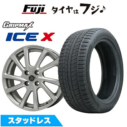【新品国産車用4穴100】 スタッドレスタイヤ ホイール4本セット 185/55R16 グリップマックス アイスX BSW ブラックサイドウォール(限定) ブランドルライン ボレアノ10 メタリックグレー 6.5J 16インチ(送料無料) 70,300円