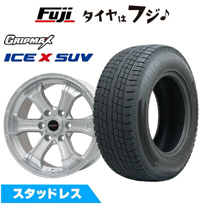 【新品】キャラバン スタッドレスタイヤ ホイール4本セット 195/80R15 107/105N グリップマックス アイスX SUV BSW ブラックサイドウォール(限定) ビッグウエイ B-MUD K(シルバー) 6J 15インチ(送料無料)｜フジコーポレーション