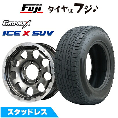 【新品】ジムニー スタッドレスタイヤ ホイール4本セット 185/85R16 グリップマックス アイスX SUV BSW ブラックサイドウォール(限定) レアマイスター LMG CS-9 ガンメタリムポリッシュ 5.5J 16インチ(送料無料)｜フジコーポレーション