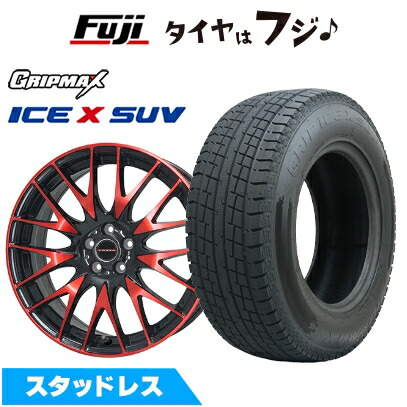 【新品国産車用5穴114.3】 スタッドレスタイヤ ホイール4本セット 235/60R18 グリップマックス アイスX SUV BSW ブラックサイドウォール(限定) ビッグウエイ レイシーン プラバ9M(レッドクリア) 7.5J 18インチ(送料無料)