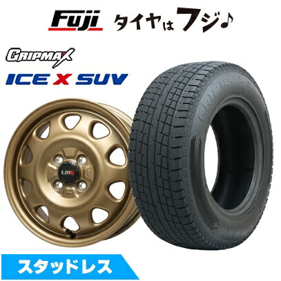 【新品】プロボックス/サクシード(160系) スタッドレスタイヤ ホイール4本セット 155/80R14 88/86N グリップマックス アイスX SUV BSW ブラックサイドウォール(限定) レアマイスター LMG OFF-STYLE(マットゴールド) 5J 14インチ(送料無料)