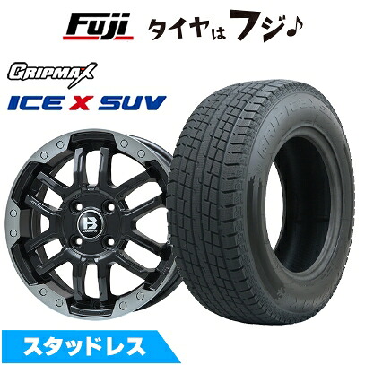 【新品国産車用5穴114.3】 スタッドレスタイヤ ホイール4本セット 235/55R18 グリップマックス アイスX SUV BSW ブラックサイドウォール(限定) ビッグウエイ B-LUGNAS FRD(マットブラック/ブラッククリアリム) 7.5J 18インチ(送料無料)|フジコーポレーション