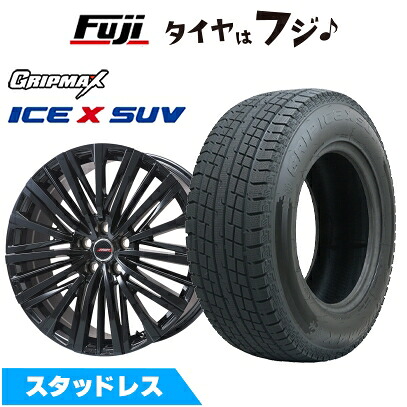 【新品国産車用5穴114.3】 スタッドレスタイヤ ホイール4本セット 225/60R18 グリップマックス アイスX SUV BSW ブラックサイドウォール(限定) プレミックス MER-V グロスブラック 7J 18インチ(送料無料)