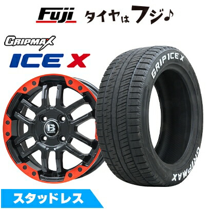【新品国産車用5穴114.3】 スタッドレスタイヤ ホイール4本セット 215/60R16 グリップマックス アイスX RWL ホワイトレター(限定) ビッグウエイ B-LUGNAS FRD(マットブラック/レッドリム) 6.5J 16インチ(送料無料)