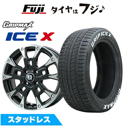 【新品 軽自動車】N-BOX タント スペーシア スタッドレスタイヤ ホイール4本セット 155/65R14 グリップマックス アイスX RWL ホワイトレター(限定) ビッグウエイ B-LUGNAS BRD(ブラックポリッシュ/ブラッククリア) 4.5J 14インチ(送料無料)|フジコーポレーション