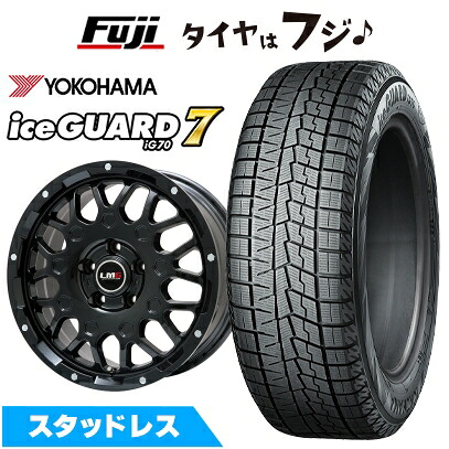 【新品国産車用5穴114.3】 スタッドレスタイヤ ホイール4本セット 205/55R17 ヨコハマ アイスガード7 セブンIG70 レアマイスター LMG MS-9W グロスブラック 6.5J 17インチ(送料無料)
