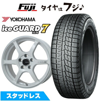 【新品国産車用5穴114.3】 スタッドレスタイヤ ホイール4本セット 215/45R17 ヨコハマ アイスガード7 セブンIG70 レアマイスター CS-V6(ホワイト) 7J 17インチ(送料無料)|フジコーポレーション