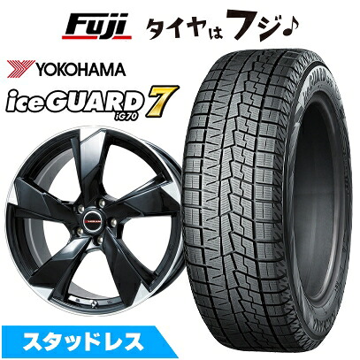 【新品国産車用5穴114.3】 スタッドレスタイヤ ホイール4本セット 225/50R18 ヨコハマ アイスガード7 セブンIG70 プレミックス ヴェランV(グロスブラック/リムポリッシュ) 7J 18インチ(送料無料)｜フジコーポレーション