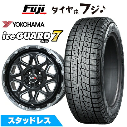 【新品 軽自動車】 スタッドレスタイヤ ホイール4本セット 165/50R15 ヨコハマ アイスガード7 セブンIG70 レアマイスター LMG モンタグナ(ブラックポリッシュ/ブラッククリア) 4.5J 15インチ(送料無料)