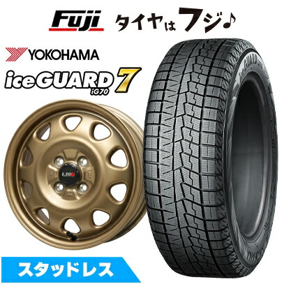 【新品国産車用4穴100】 スタッドレスタイヤ ホイール4本セット 165/70R14 ヨコハマ アイスガード7 セブンIG70 レアマイスター LMG OFF-STYLE(マットゴールド) 5J 14インチ(送料無料)