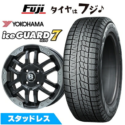 【新品 軽自動車】ハスラー デリカミニ(4WD) スタッドレスタイヤ ホイール4本セット 165/60R15 ヨコハマ アイスガード7 セブンIG70 ビッグウエイ B-LUGNAS FRD(マットブラック/ブラッククリアリム) 4.5J 15インチ(送料無料)｜フジコーポレーション