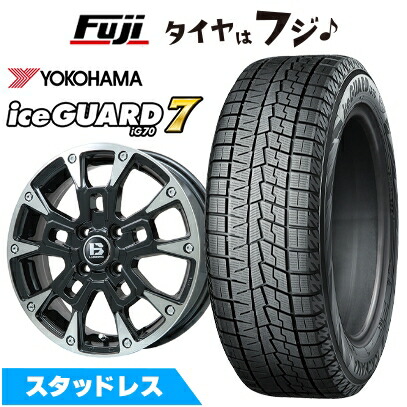 【新品 軽自動車】ハスラー デリカミニ(4WD) スタッドレスタイヤ ホイール4本セット 165/60R15 ヨコハマ アイスガード7 セブンIG70 ビッグウエイ B-LUGNAS BRD(ブラックポリッシュ/ブラッククリア) 4.5J 15インチ(送料無料)