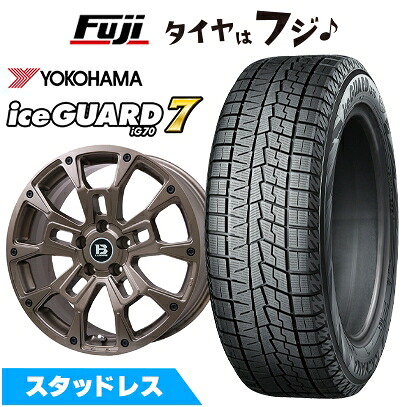 【新品国産車用5穴114.3】 スタッドレスタイヤ ホイール4本セット 225/55R18 102 Q XL ヨコハマ アイスガード7 セブンIG70(2024年製) ビッグウエイ B-LUGNAS BRD(マットブロンズ) 7.5J 18インチ(送料無料)｜フジコーポレーション