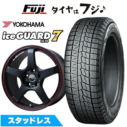 【新品】CR-V（RS5/RS6） スタッドレスタイヤ ホイール4本セット 235/60R18 ヨコハマ アイスガード7 セブンIG70 レアマイスター LMスポーツ LM-05R(マットブラック/レッドライン) 8.5J 18インチ(送料無料)｜フジコーポレーション