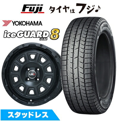 【パンク保証付き】【新品 軽自動車】ソリオ スタッドレスタイヤ ホイール4本セット 165/70R14 ヨコハマ アイスガード8 エイトIG80 レアマイスター LMG DS-10 マットブラック 4.5J 14インチ(送料無料)