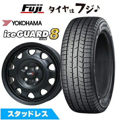 【パンク保証付き】【新品 軽自動車】ソリオ スタッドレスタイヤ ホイール4本セット 165/70R14 ヨコハマ アイスガード8 エイトIG80 レアマイスター LMG OFF-STYLE(マットブラック) 4.5J 14インチ(送料無料)