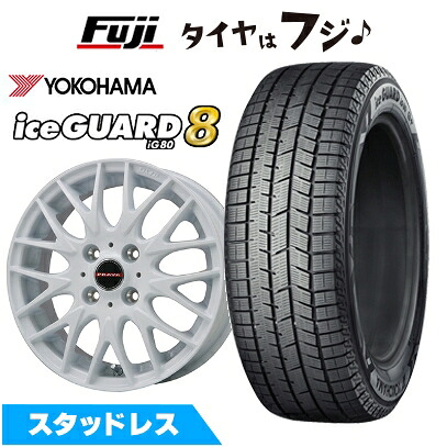 【パンク保証付き】【新品】クロスビー/イグニス スタッドレスタイヤ ホイール4本セット 175/60R16 ヨコハマ アイスガード8 エイトIG80 ビッグウエイ レイシーン プラバ9MJrII ホワイト 5J 16インチ(送料無料)