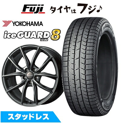 【パンク保証付き】【新品】レクサスIS 2020/11- スタッドレスタイヤ ホイール4本セット 235/45R18 ヨコハマ アイスガード8 エイトIG80 ユーロテック MP-LINE(マットチタニウム) 8J 18インチ(送料無料)