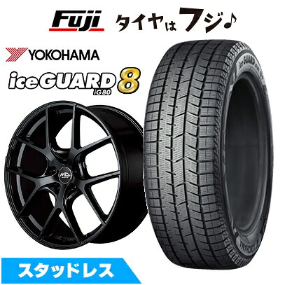 【パンク保証付き】【新品】40系アルファード/ヴェルファイア スタッドレスタイヤ ホイール4本セット 225/60R18 ヨコハマ アイスガード8 エイトIG80 MID WHEELS レフィナーダ モーション4 トヨタ・レクサス車専 7.5J 18インチ(送料無料)