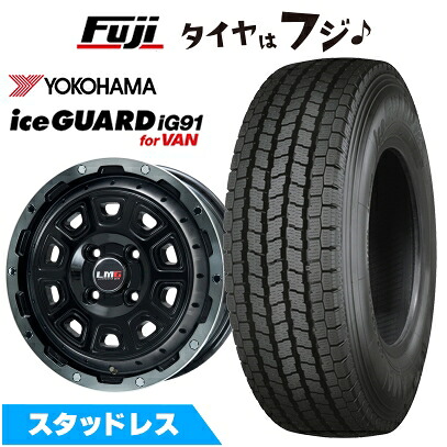 【新品 軽自動車】軽トラ 軽バン スタッドレスタイヤ ホイール4本セット 145/80R12 80/78N ヨコハマ アイスガード iG91 レアマイスター LMG DS-10 ブラック/ブラッククリアリム 4J 12インチ(送料無料)|フジコーポレーション