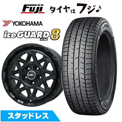 【パンク保証付き】【新品国産車用5穴114.3】 スタッドレスタイヤ ホイール4本セット 225/60R17 ヨコハマ アイスガード8 エイトIG80 レアマイスター LMG モンタグナ(マットブラック) 7.5J 17インチ(送料無料)｜フジコーポレーション