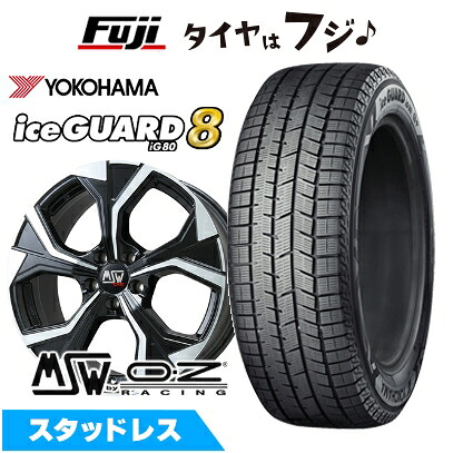 【パンク保証付き】【新品】輸入車用 ジャガー Eペイス スタッドレスタイヤ ホイール4本セット 235/55R19 ヨコハマ アイスガード8 エイトIG80 MSW by OZ Racing MSW 43(グロスブラックフルポリッシュ) 8J 19インチ(送料無料)