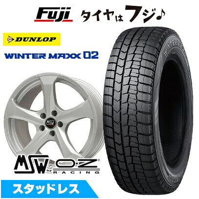 【新品】輸入車用 MINI（J05） スタッドレスタイヤ ホイール4本セット 225/45R18 95 T XL ダンロップ ウインターマックス 02 WM02 MSW by OZ Racing MSW 47(フルシルバー) 8J 18インチ(送料無料)