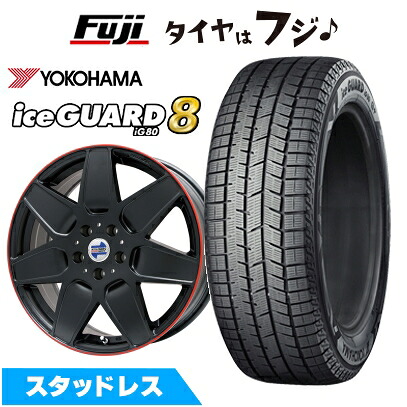 【パンク保証付き】【新品】輸入車用 MINI(F54 JCW) スタッドレスタイヤ ホイール4本セット 225/40R18 ヨコハマ アイスガード8 エイトIG80 ケレナーズスポーツ M7(マットブラック/リムレッドライン) 7J 18インチ(送料無料)|フジコーポレーション