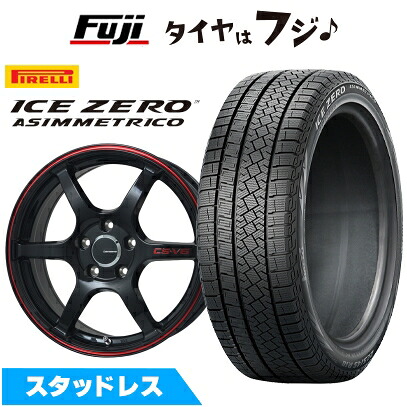 【新品国産車用5穴114.3】 スタッドレスタイヤ ホイール4本セット 225/60R17 ピレリ ウィンター アイスゼロアシンメトリコ レアマイスター CS-V6(グロスブラック/レッドライン) 7J 17インチ(送料無料)