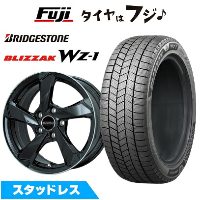 【新品】輸入車用 プジョー508 2018- スタッドレスタイヤ ホイール4本セット 215/55R17 ブリヂストン ブリザック WZ-1 ユーロアクシス クロスエッジ(グロスブラック/リムポリッシュ) 7J 17インチ(送料無料)|フジコーポレーション