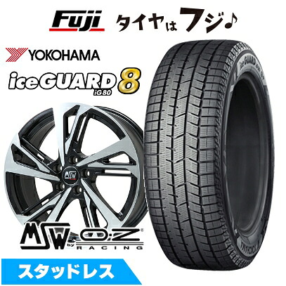 【パンク保証付き】【新品】輸入車用 ボルボ（V60 2011-18） スタッドレスタイヤ ホイール4本セット 215/50R17 ヨコハマ アイスガード8 エイトIG80 MSW by OZ Racing MSW 60(グロスブラックフルポリッシュ) 7.5J 17インチ(送料無料)