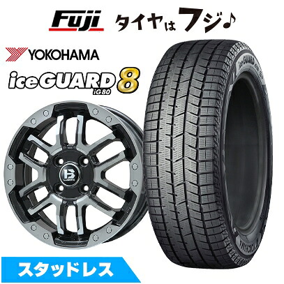 【パンク保証付き】【新品 軽自動車】エブリイワゴン スタッドレスタイヤ ホイール4本セット 165/60R14 ヨコハマ アイスガード8 エイトIG80 ビッグウエイ B-LUGNAS FRD(ブラックポリッシュ/ブラッククリア) 4.5J 14インチ(送料無料)