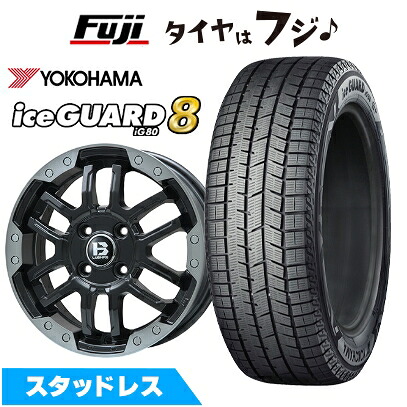 【パンク保証付き】【新品】ライズ/ロッキー(ガソリン) スタッドレスタイヤ ホイール4本セット 195/60R17 ヨコハマ アイスガード8 エイトIG80 ビッグウエイ B-LUGNAS FRD(マットブラック/ブラッククリアリム) 6.5J 17インチ(送料無料)|フジコーポレーション