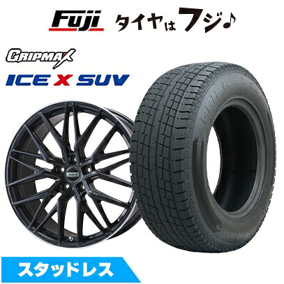 【新品】40系アルファード/ヴェルファイア スタッドレスタイヤ ホイール4本セット 225/60R18 グリップマックス アイスX SUV BSW ブラックサイドウォール(限定) プレミックス MER XMESH グロスブラック/リムポリッシュ(平座) 7J 18インチ(送料無料)