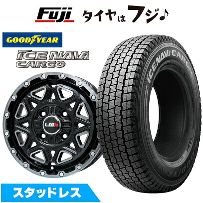 【新品 軽自動車】軽トラ 軽バン スタッドレスタイヤ ホイール4本セット 145/80R12 80/78N グッドイヤー ウィンター アイスナビ カーゴ(限定) レアマイスター LMG モンタグナ(ブラックポリッシュ/ブラッククリア) 4J 12インチ(送料無料)|フジコーポレーション
