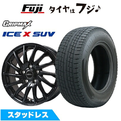 【新品国産車用5穴114.3】 スタッドレスタイヤ ホイール4本セット 215/70R16 グリップマックス アイスX SUV BSW ブラックサイドウォール(限定) エルベ エステローザ EST-7F グロスブラック 6.5J 16インチ(送料無料)｜フジコーポレーション