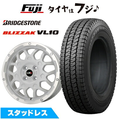 【新品 軽自動車】軽トラ 軽バン スタッドレスタイヤ ホイール4本セット 145/80R12 80/78N ブリヂストン ブリザック VL10 レアマイスター LMG MS-9W ホワイトリムポリッシュ 4J 12インチ(送料無料)