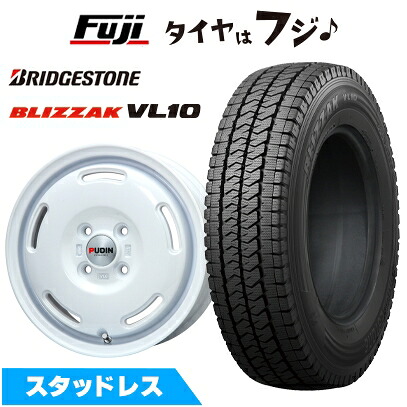 【新品 軽自動車】軽トラ 軽バン スタッドレスタイヤ ホイール4本セット 145/80R12 80/78N ブリヂストン ブリザック VL10 プレミックス プディン(ホワイト) 4J 12インチ(送料無料)|フジコーポレーション