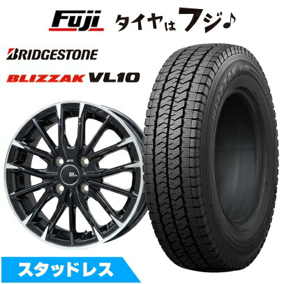 【新品 軽自動車】軽トラ 軽バン スタッドレスタイヤ ホイール4本セット 145/80R12 80/78N ブリヂストン ブリザック VL10 ブランドルライン DF-10M グロスブラック/カットスポーク 3.5J 12インチ(送料無料)