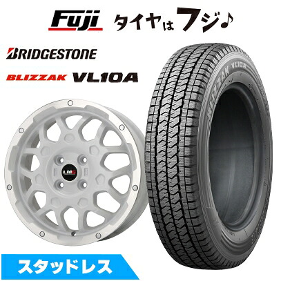 【新品】クリッパーEV ミニキャブEV スタッドレスタイヤ ホイール4本セット 145/80R12 86/84N ブリヂストン ブリザック VL10A レアマイスター LMG MS-9W ホワイトリムポリッシュ 4J 12インチ(送料無料)|フジコーポレーション
