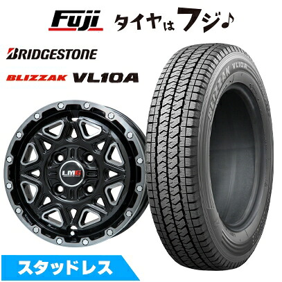 【新品】クリッパーEV ミニキャブEV スタッドレスタイヤ ホイール4本セット 145/80R12 86/84N ブリヂストン ブリザック VL10A レアマイスター LMG モンタグナ(ブラックポリッシュ/ブラッククリア) 4J 12インチ(送料無料)｜フジコーポレーション