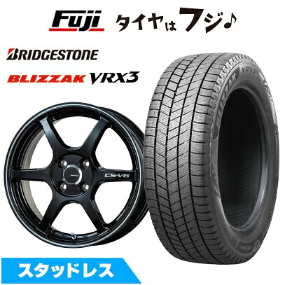 【新品 軽自動車】エブリイワゴン スタッドレスタイヤ ホイール4本セット 165/60R14 ブリヂストン ブリザック VRX3 レアマイスター CS-V6(グロスブラック/ラインポリッシュ) 4.5J 14インチ(送料無料)｜フジコーポレーション