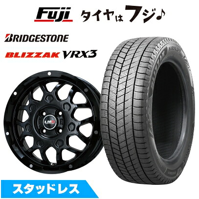 【新品 軽自動車】エブリイワゴン スタッドレスタイヤ ホイール4本セット 165/60R14 ブリヂストン ブリザック VRX3 レアマイスター LMG MS-9W グロスブラック 4.5J 14インチ(送料無料)｜フジコーポレーション