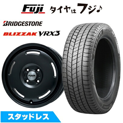 【新品 軽自動車】N-BOX タント スペーシア スタッドレスタイヤ ホイール4本セット 155/65R14 ブリヂストン ブリザック VRX3 プレミックス プディン(マットブラック) 4.5J 14インチ(送料無料)|フジコーポレーション