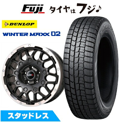 【新品国産車用5穴114.3】 スタッドレスタイヤ ホイール4本セット 215/60R16 ダンロップ ウインターマックス 02 WM02 レアマイスター LMG MS-9W ブラック/ブラッククリアリム 6.5J 16インチ(送料無料)